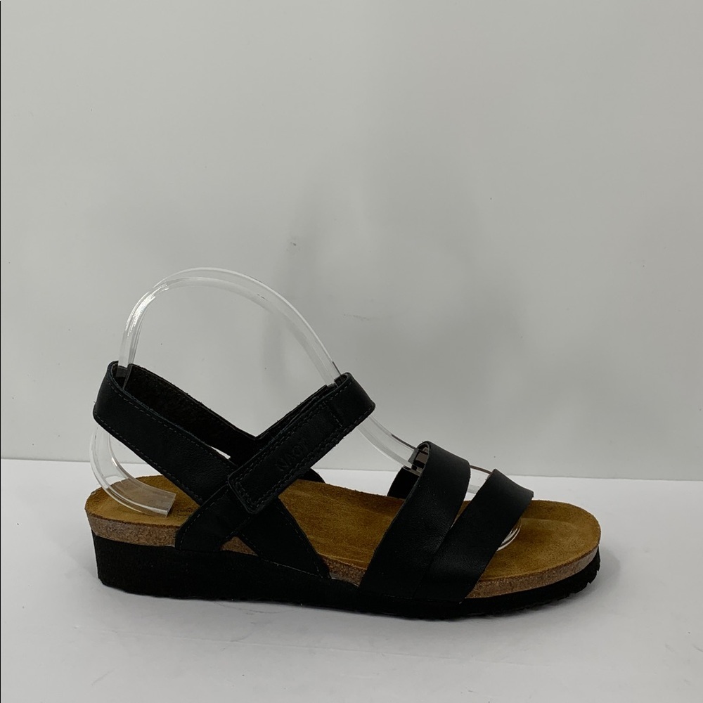 NAOT Kayla comfort wedge sandal shoe black matte strappy leather women new 41 10 - Picture 4 of 7
